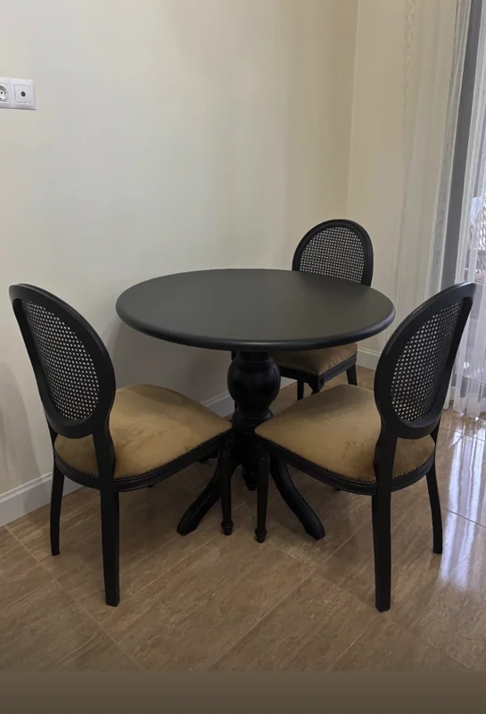 Madalyon Sandalye ve Sabit Ahtapot Ayak Masa Takımı